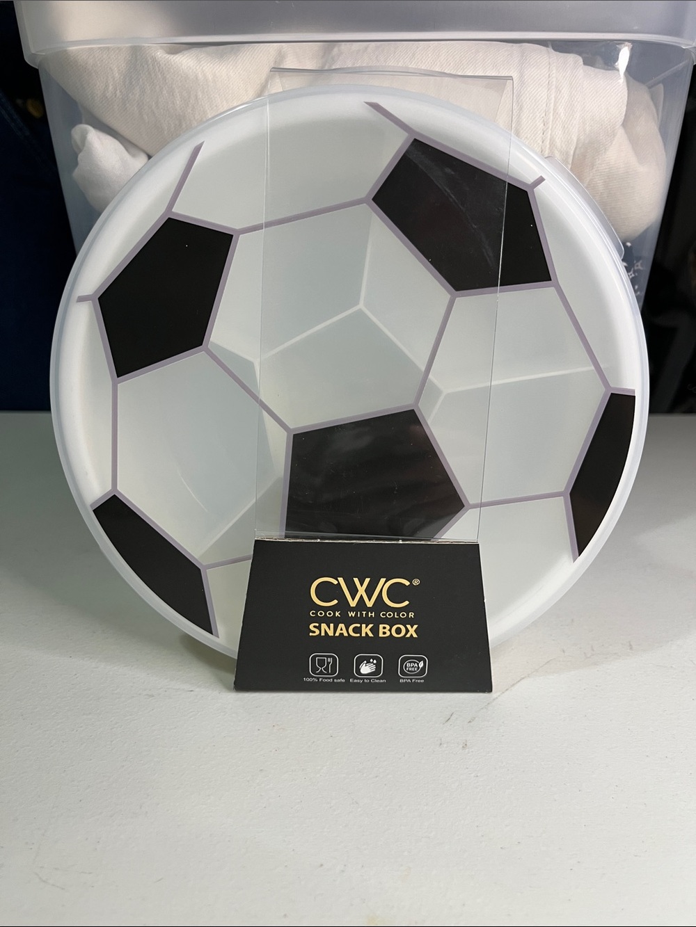 CWV Cook with color Snack box with Soccer Graphic - White & Black